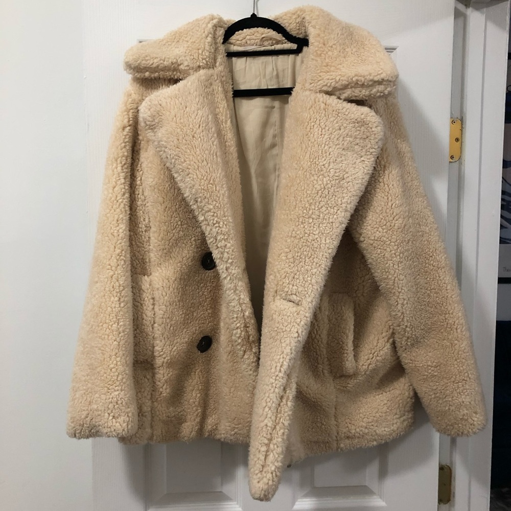 Oversized fluffy free people jacket
